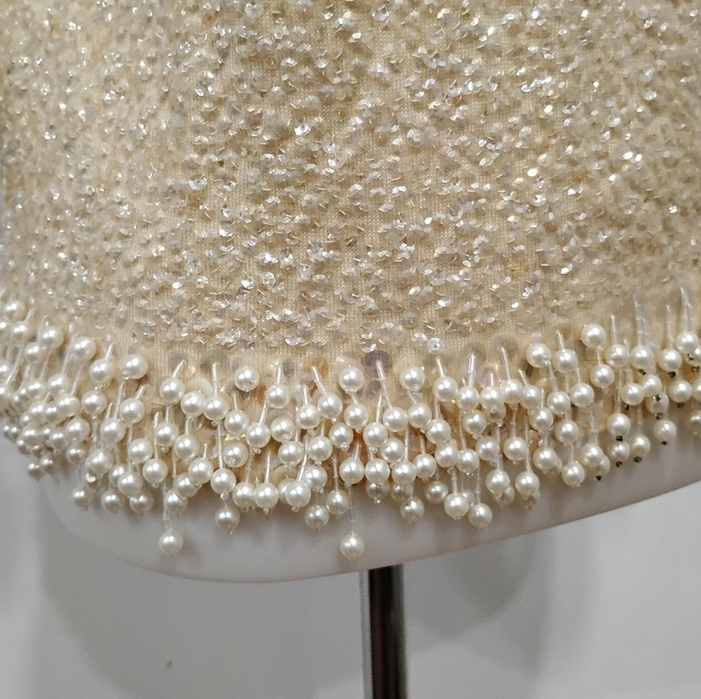VINTAGE SEQUINED BEADED FRINGE SWEATER - Picture 10 of 11